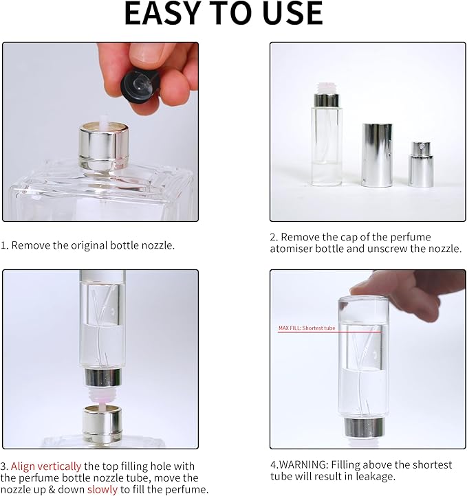MUB Perfume Travel Refillable Atomizer Bottle 5ml Glass Overmolding Unique Top-Filling Leak-Proof Spray Bottle Atomizer Sprayer for Perfume Cologne Mini Travel Size Empty Pocket Portable