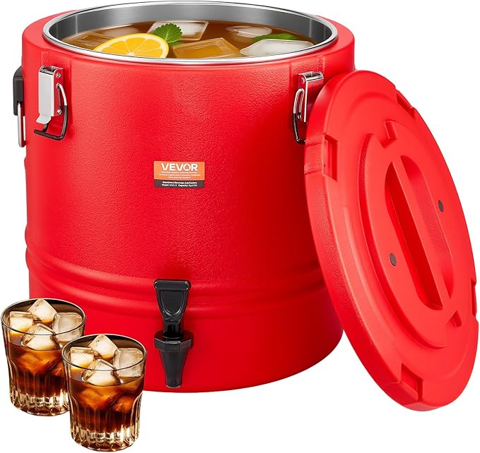 VEVOR Insulated Beverage Dispenser, 8 Gal/30.3L Thermal Hot and Cold Drink Server Dispenser with Spigot, Food-Grade Cooler...