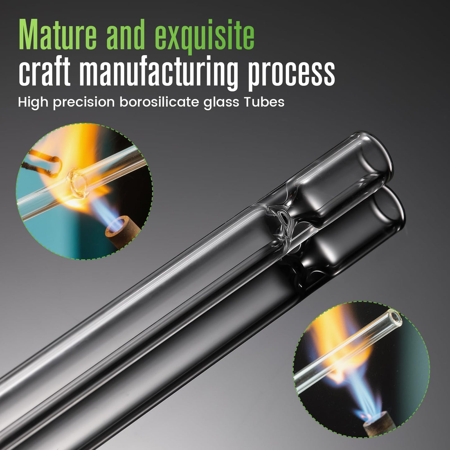 HONKID 5-Piece Borosilicate Glass Tubes for Blowing, Lab, DIY, and Industrial Use, 4 Inch (10 cm) Long,1.5mm Wall Thickness, Fire-Polished Ends, High Heat Resistance, Acid and Alkali Resistant