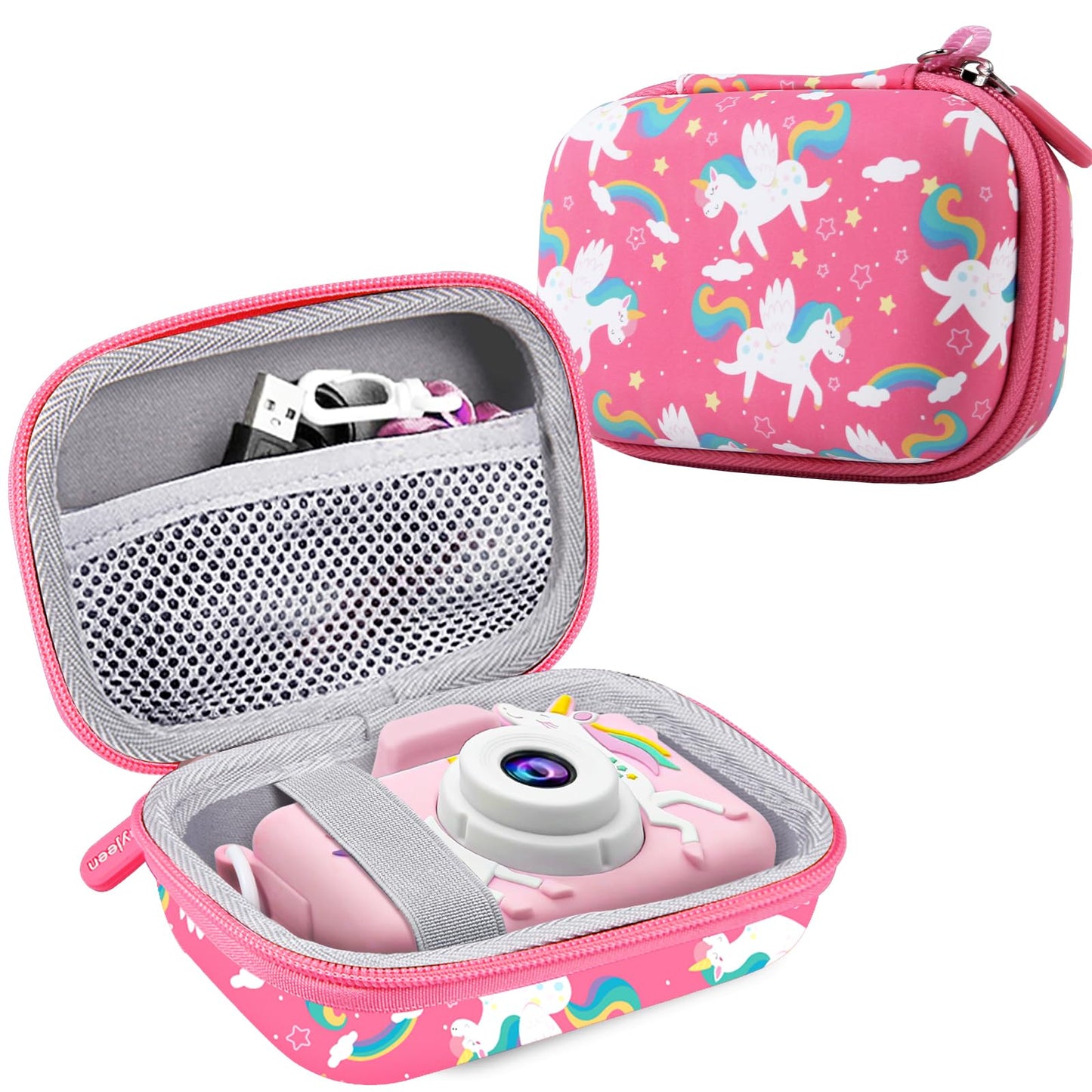 Leayjeen Kids Camera Case Compatible with Goopow/Mgaolo/CIMELR/Seckton/OZMI/Dylanto Kids Camera Toys and Children Digital Video Camera,Best Christmas and Birthday Gifts-Pink Unicorn(Case Only)
