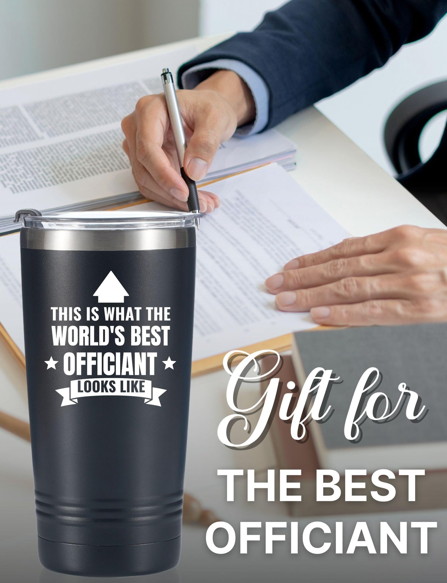 Onebttl Officiant Gifts for Men Women, Wedding Officiant Gift for from Bride Groom, 20oz Stainless Steel Insulated Tumbler with Lid and Straw - World's Best Officiant