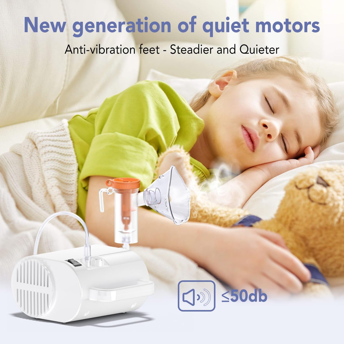 Freeway Nebulizer Compressor，Portable Nebulizer Machine for Adults and Kids，Personal Steam Inhaler with Mouthpiece，2 Masks，Tubing for Travel or Home Daily Use