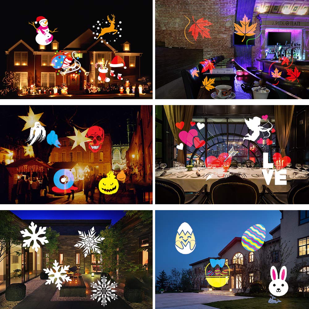 Elec3 Halloween Christmas Projector Light Outdoor/Indoor, Waterproof 16 Slides Ghost Projection Lights LED Holiday Projector Light with RF Romote Used for Home Party Holidays Halloween Decoration
