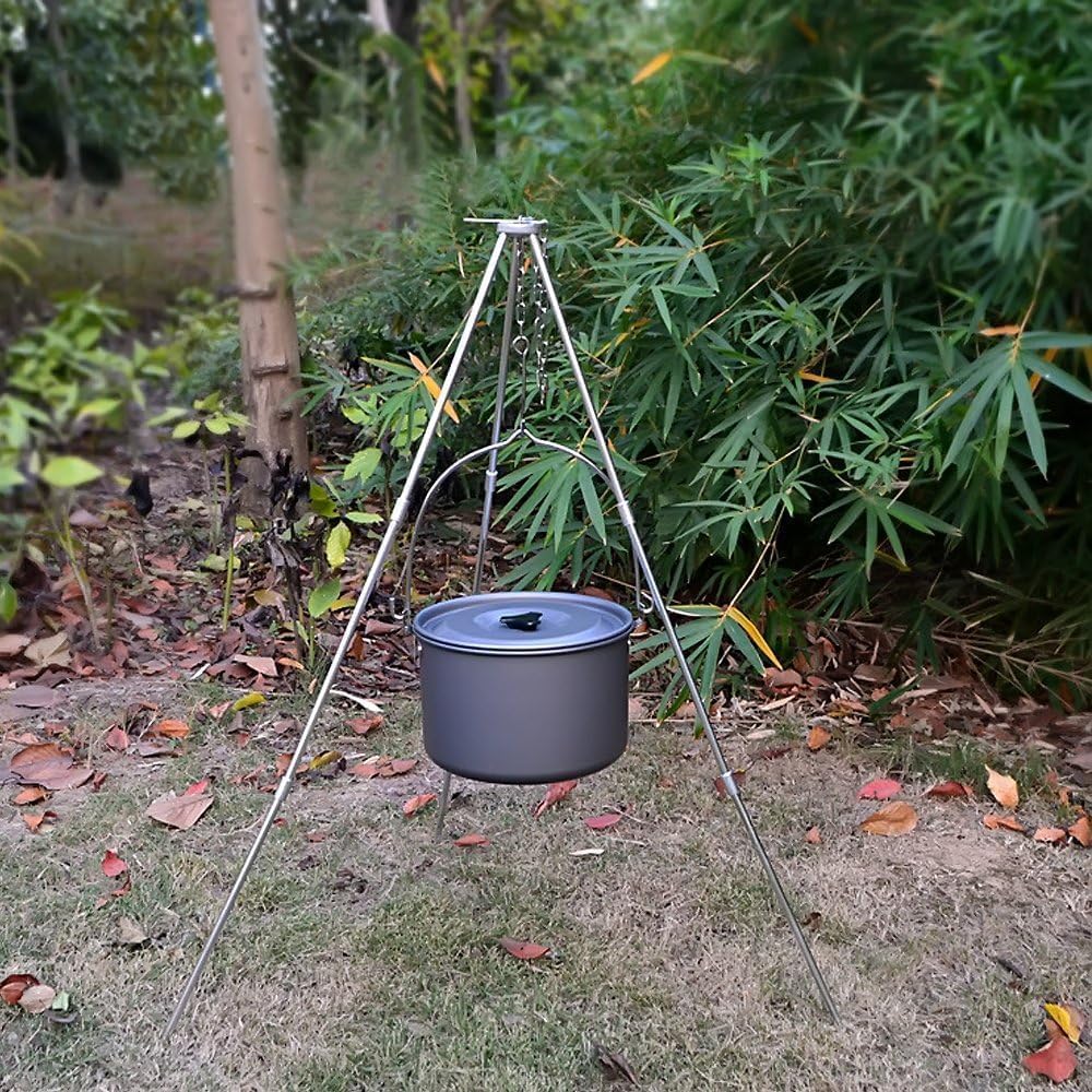 Camping Dutch Oven Tripod Mini Adjustable Grill Cooker Campfire Grill Stand with Storage Bag for Outdoor Activities
