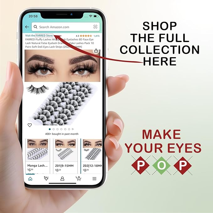 FARRED Short Lashes Fluffy Wispy Eyelashes Natural Mink Curly Lash that Looks Like Extensions 16mm Dramatic Russian Cat Eye Lashes Pack Small Curled Pestañas