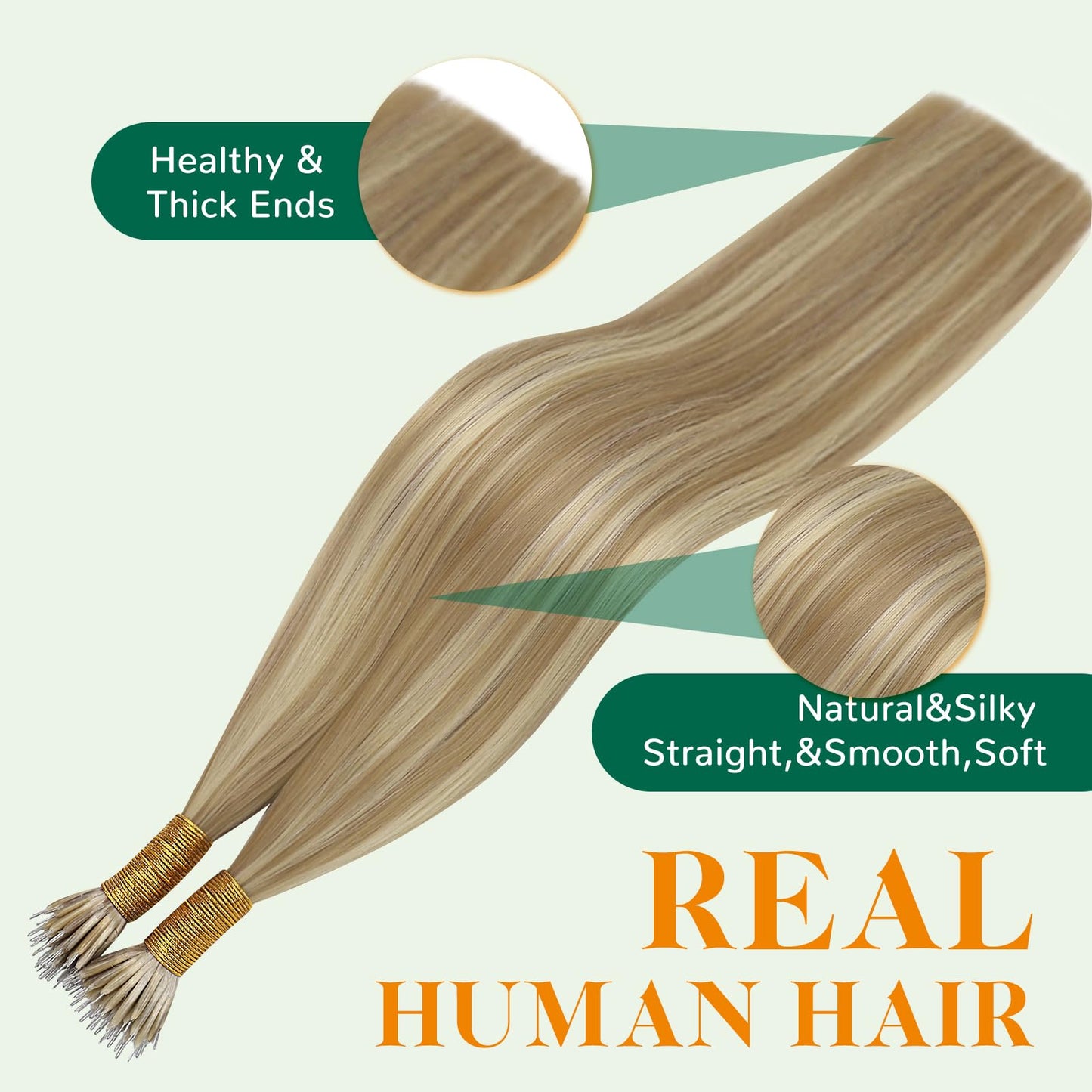 Easyouth Nano Ring Hair Extensions Blonde Nano Bead Hair Extensions Blonde Highlighted Golden Blond Nano Hair Extension Add Leng