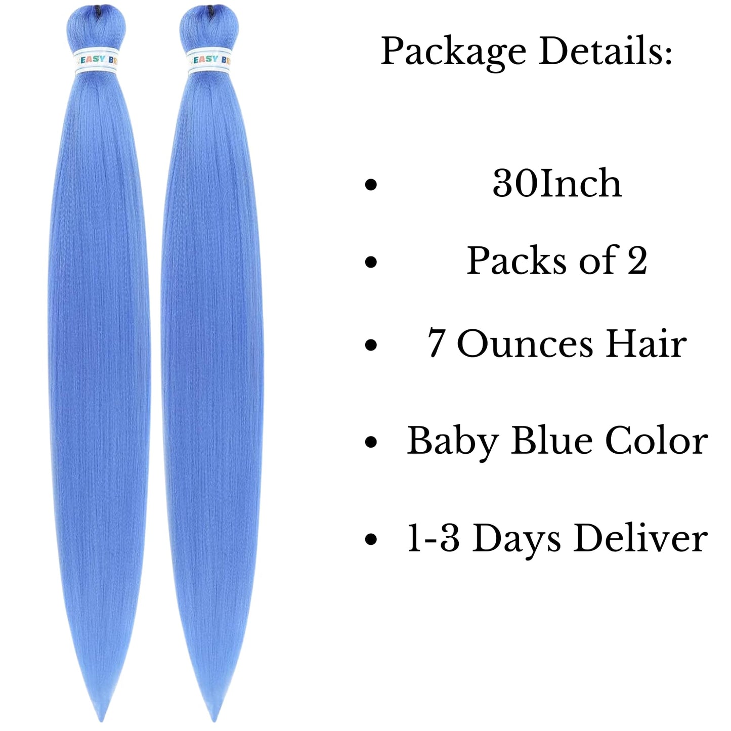 Sky Blue Braiding Hair Pre stretched 30 Inch Braiding Hair Pre stretched Braid Hair