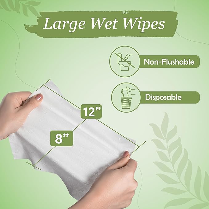 ProHeal Large Wet Wipes for Adults - Case of 10 and 50 Individually Wrapped 12""x8"" Disposable Body Wipes - Fragrance Free with Aloe, Chamomile, and Vitamin E - For Bathroom, Cleansing, and Travel