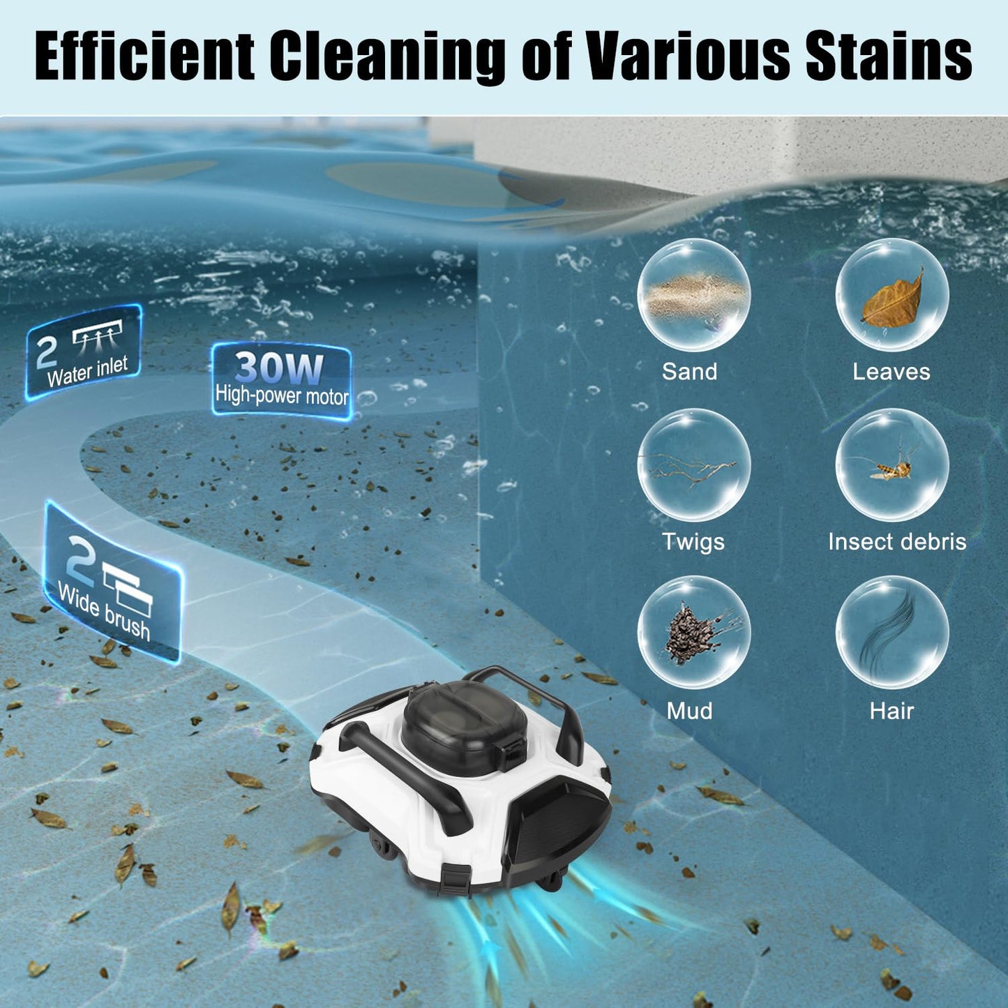 (2026 Upgrade) TCEUMIK Cordless Robotic Pool Cleaner 150 Mins Runtime, Automatic Pool Robot Vacuum with Dual Motors Climbs Slopes Under 23° Above Ground Pool & In-Ground Flat Pools Up to 914 Sq.Ft
