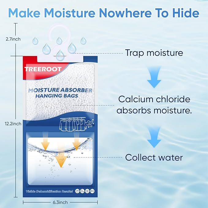 28 Pack Moisture Absorbers for Closet, 9.8OZ Hanging Closet Dehumidifier Bags, Hanging Humidity Absorber in Wardrobes, Kitchens and Bathrooms