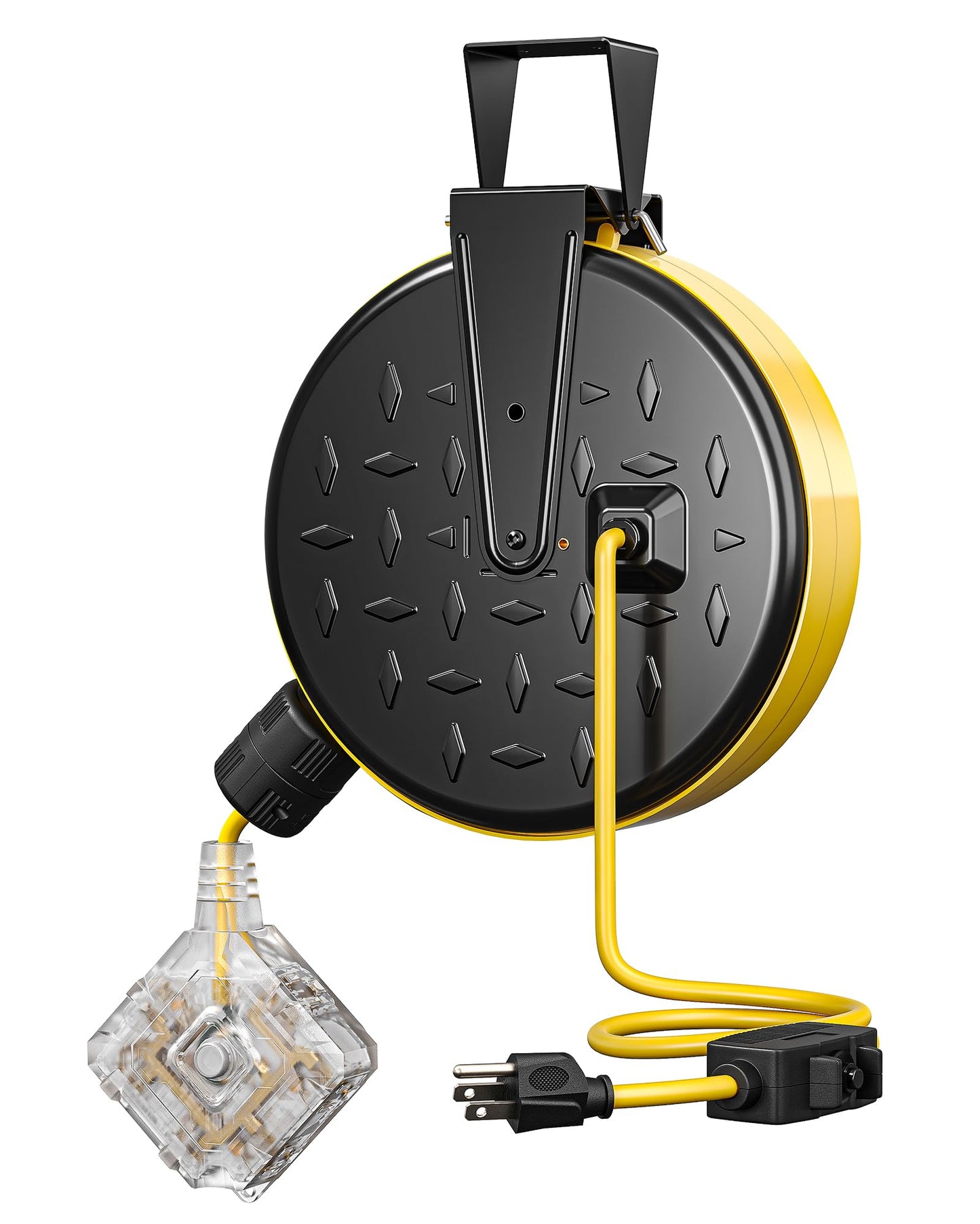 DEWENWILS 30 Ft Retractable Extension Cord Reel, Ceiling/Wall Mount 16/3 Gauge SJTW Power Cord with 6 Grounded Outlets, Twist-Lo