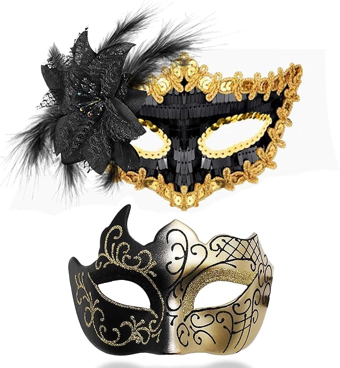 Masquerade Masks for Women Men Couple Venetian Halloween Mask for Carnival Costume Party Prom Ball