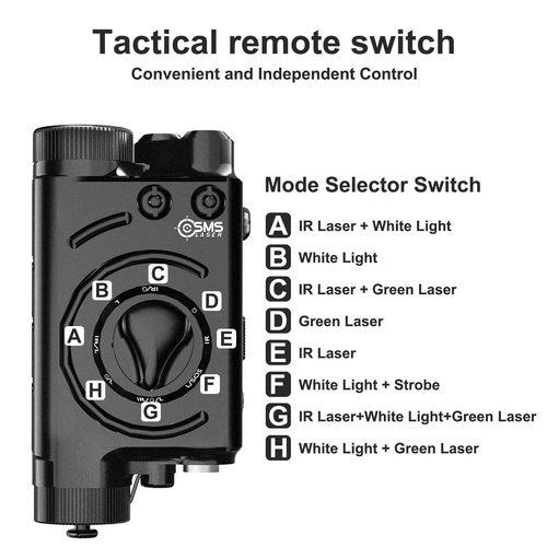 SMSlaser 1000 Lumens Tactical Light/Green Laser/IR Laser Combo, Weapon Light Dual Laser Combo for Rifle Compatible with All Standard Picatinny Rails with 9-inch Remote Pressure Switch