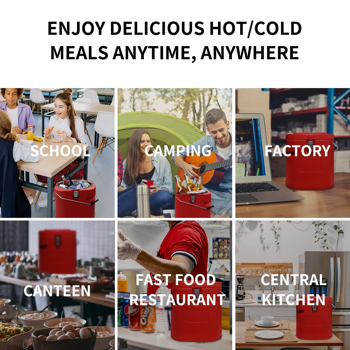 2pcs 5 Gallon Insulated Soup Container Commercial Food Warmer for Hot or Cold Food, 21QT Hot Box for Catering, Food Cooler with 4 Buckles, Handles,Soup Carrier for Restaurant, Canteen,Home