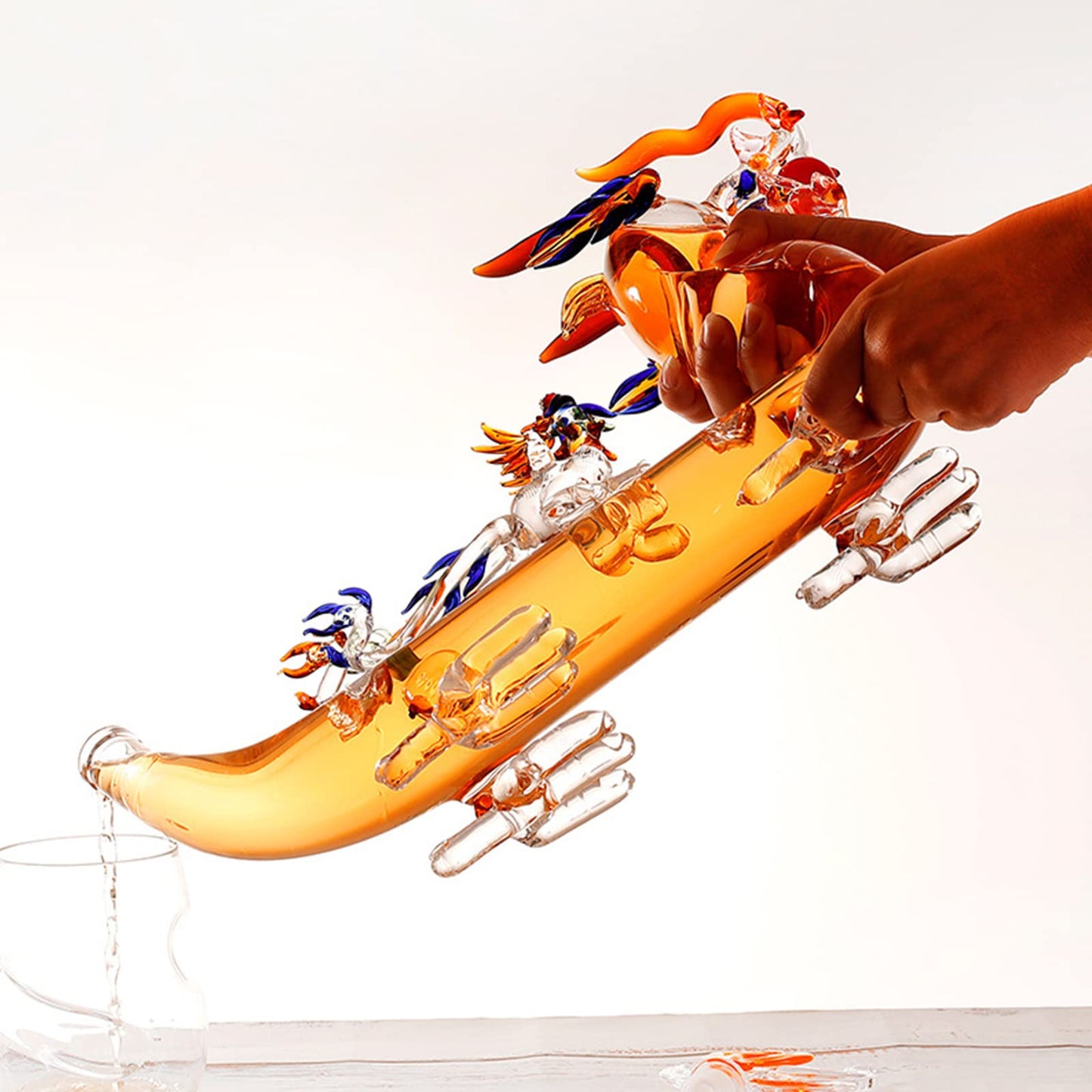 QQXX Dragon Zodiac Bottle Whiskey Decanter,Large Reusable Chinese Dragon Boat Wine Decanter,Zodiac Shape Whiskey Decanter for Liquor Scotch Bourbon
