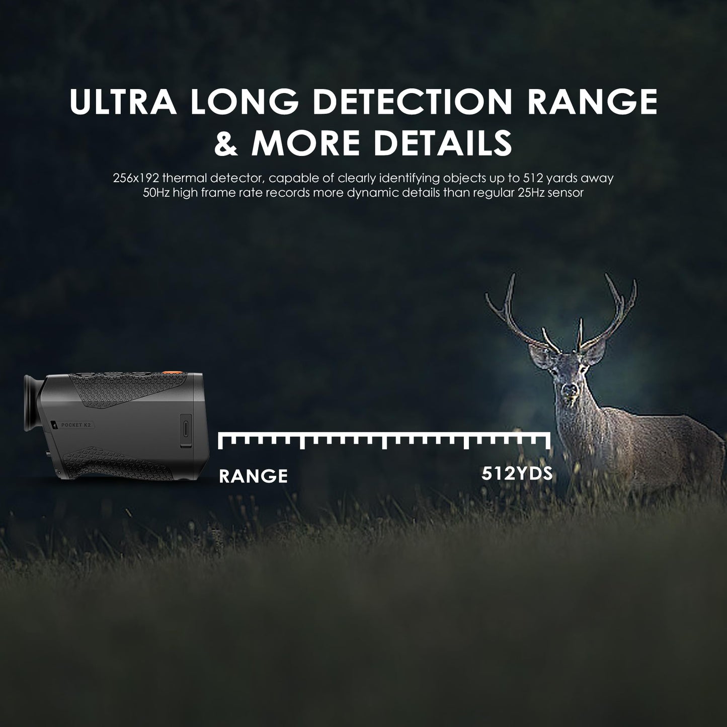 RIX Pocket K2 Portable Thermal Monocular, 256x192 Resolution, 50Hz, Wi-Fi, Handheld Night Vision for Hunting