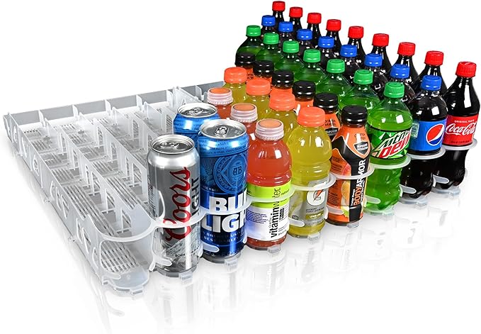 Visi-Slide 20oz Soda Beverage Dispenser - Gravity Fed Glide for Angled Shelves for Coolers, Commercial Refrigerators, Cold...