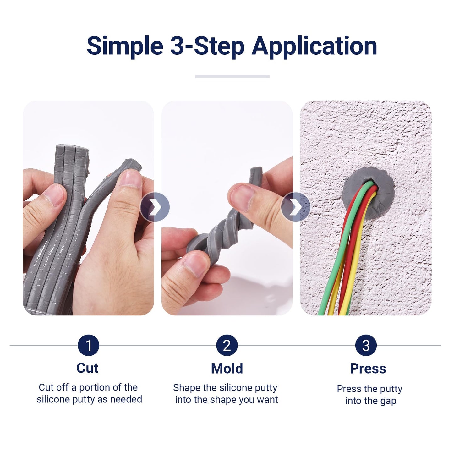 Leopong Moldable Waterproof Silicone Putty for Bathroom Wall & Pipe Gaps, Reusable & Pliable Repair Sealant (Light Grey)