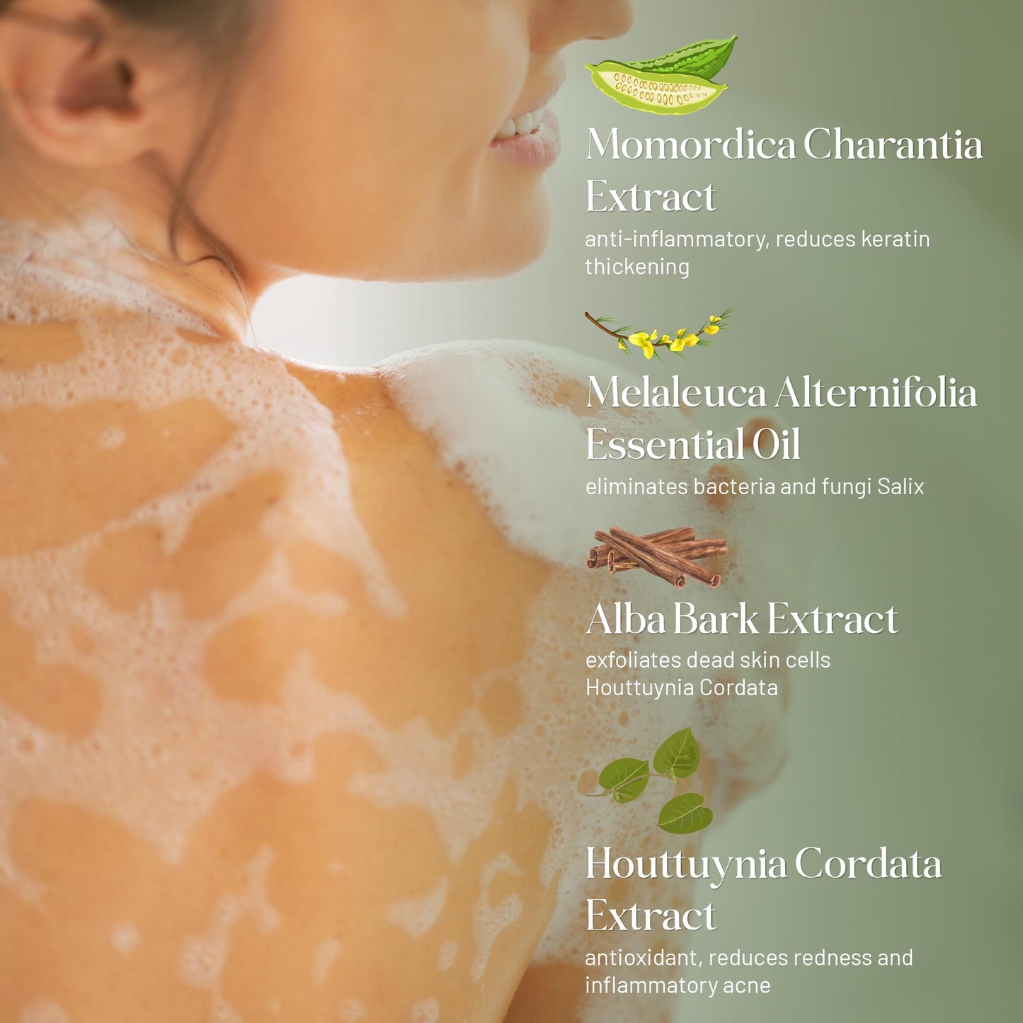 ABERA Folliculitis BHA Shower Gel, High-Performance Folliculitis Body Wash, Wild Bitter Melon Extract, Reduces Back Acne & Hyper