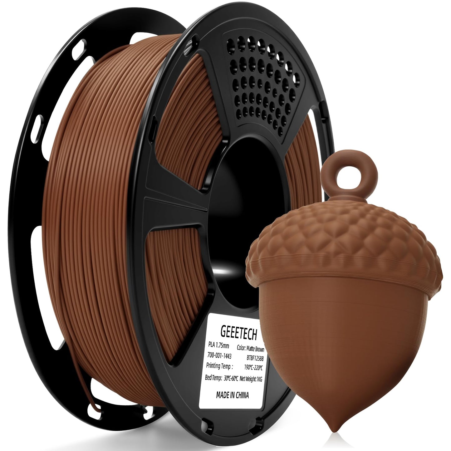 GEEETECH Matte PLA Filament 1.75mm Brown, 1kg Spool (2.2 lbs) 3D Printer Filament Matte Surface Texture & Low Warping, Dimension