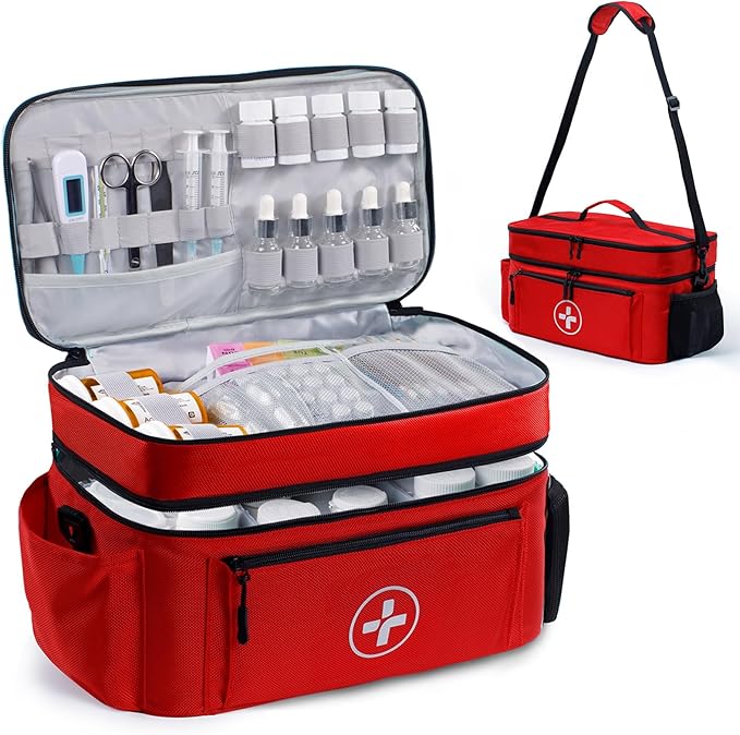 BAGSFY Travel Medicine Bag Organizer, Medical Bag Empty, Pill Bottle Organizer for Home, Large Medication Storage, Travel ...