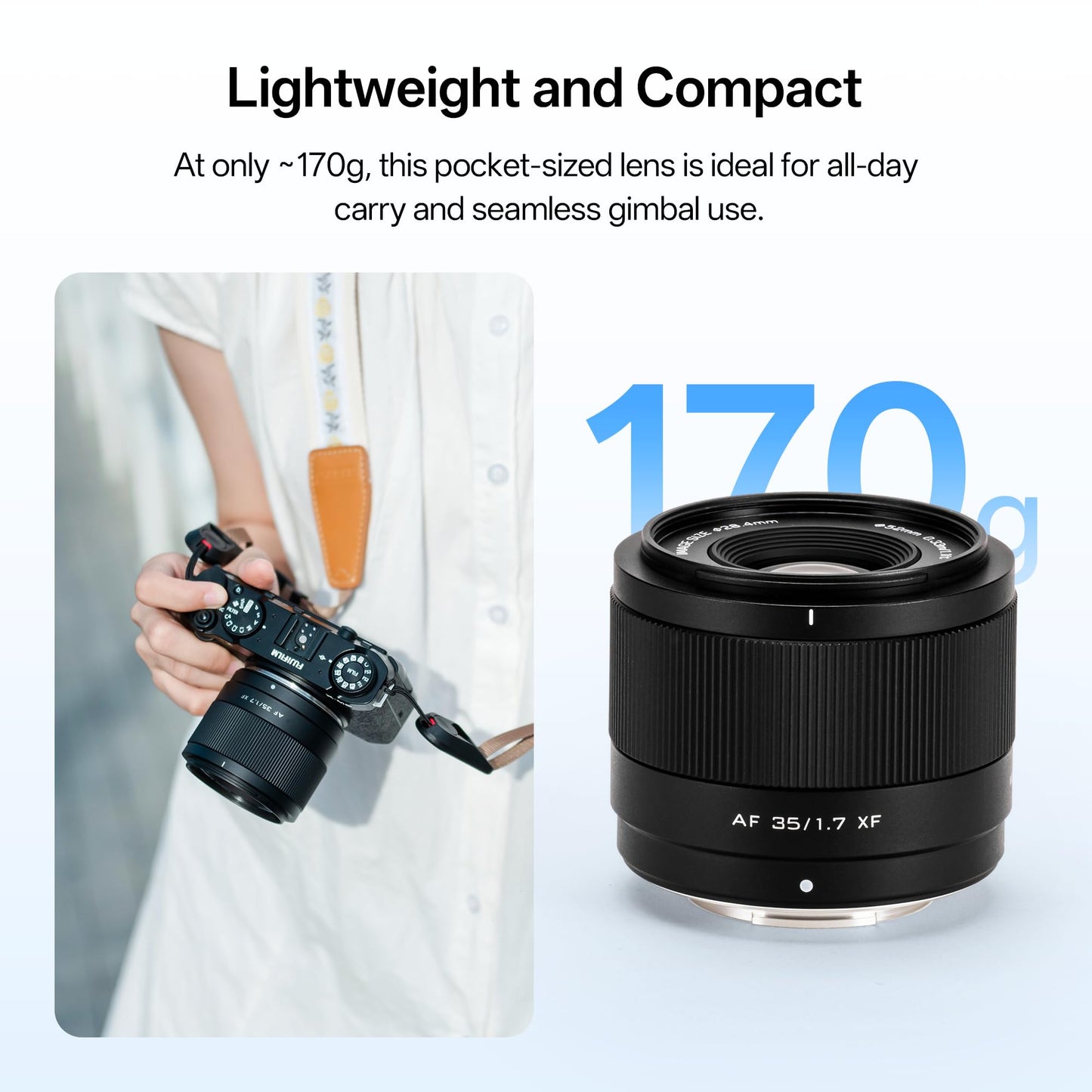 VILTROX 35mm F1.7 for Fujifilm X-Mount, AF 35mm F1.7 Auto Focus Large Aperture Portrait Lens, Compatible with Fuji X-Mount Mirrorless Cameras X-T30 X-T4 X-T3 X-T20 X-S10 X-T200 X-H1 X-T10 X-Pro2