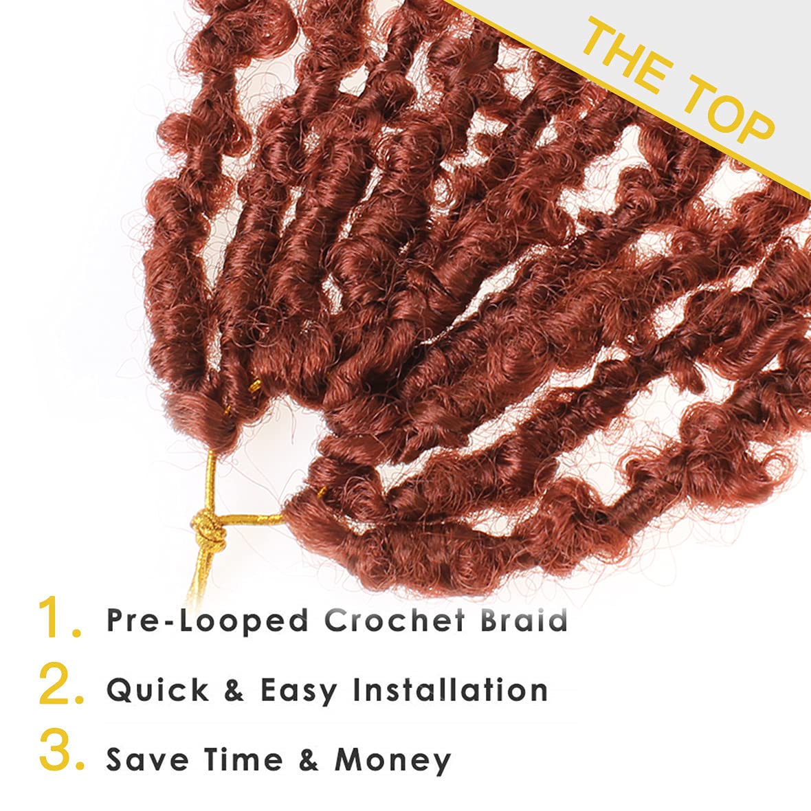ZRQ Butterfly Locs Crochet Hair 18 Inch 6 Packs Cooper Red Distressed Faux Locs Pre-looped Synthetic Crochet Braids Extended Sof