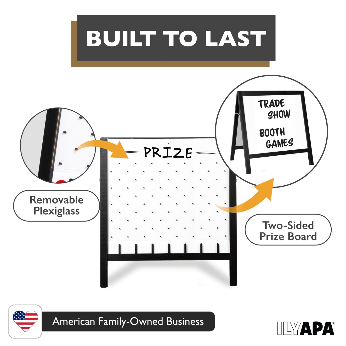 lyapa Large Portable Prize Drop Game - 41x27.5 Inch Double Sided Penny Drop Game, Wooden A-Frame Whiteboard Sign, Eraser & Token Storage Tote