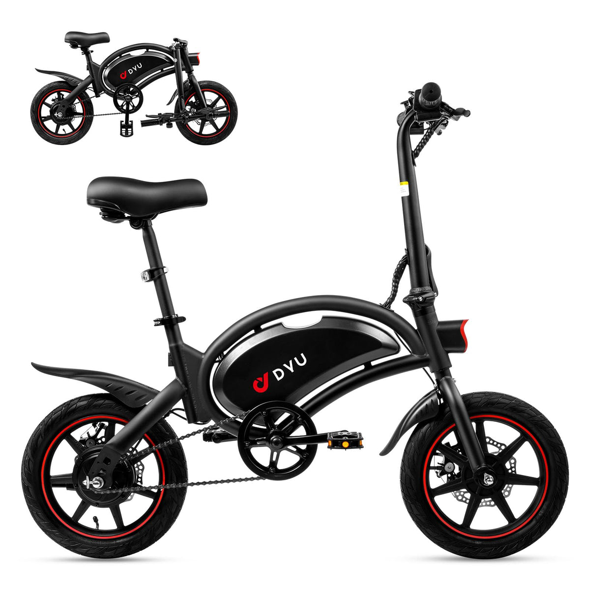 DYU Electric Bike for Adults, 14 inch Folding Electric Bicycle,Commuter City E-Bike wirh 350W Motor and 36V 10AH Lithium-Ion Battery,30~35 Miles Travel Range