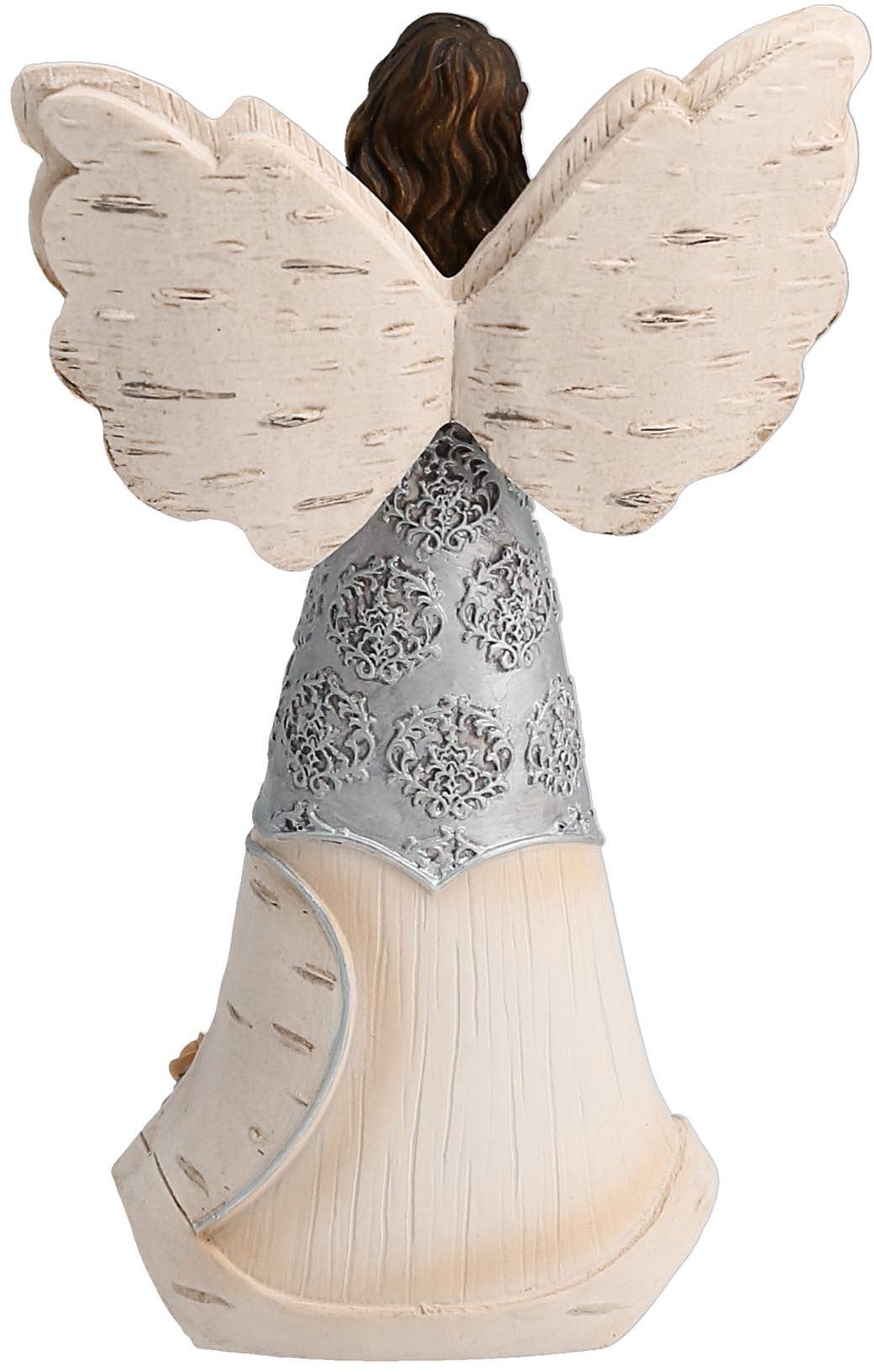 Pavilion - 50th Birthday - 6" Angel Holding 50th Heart,Beige/Silver