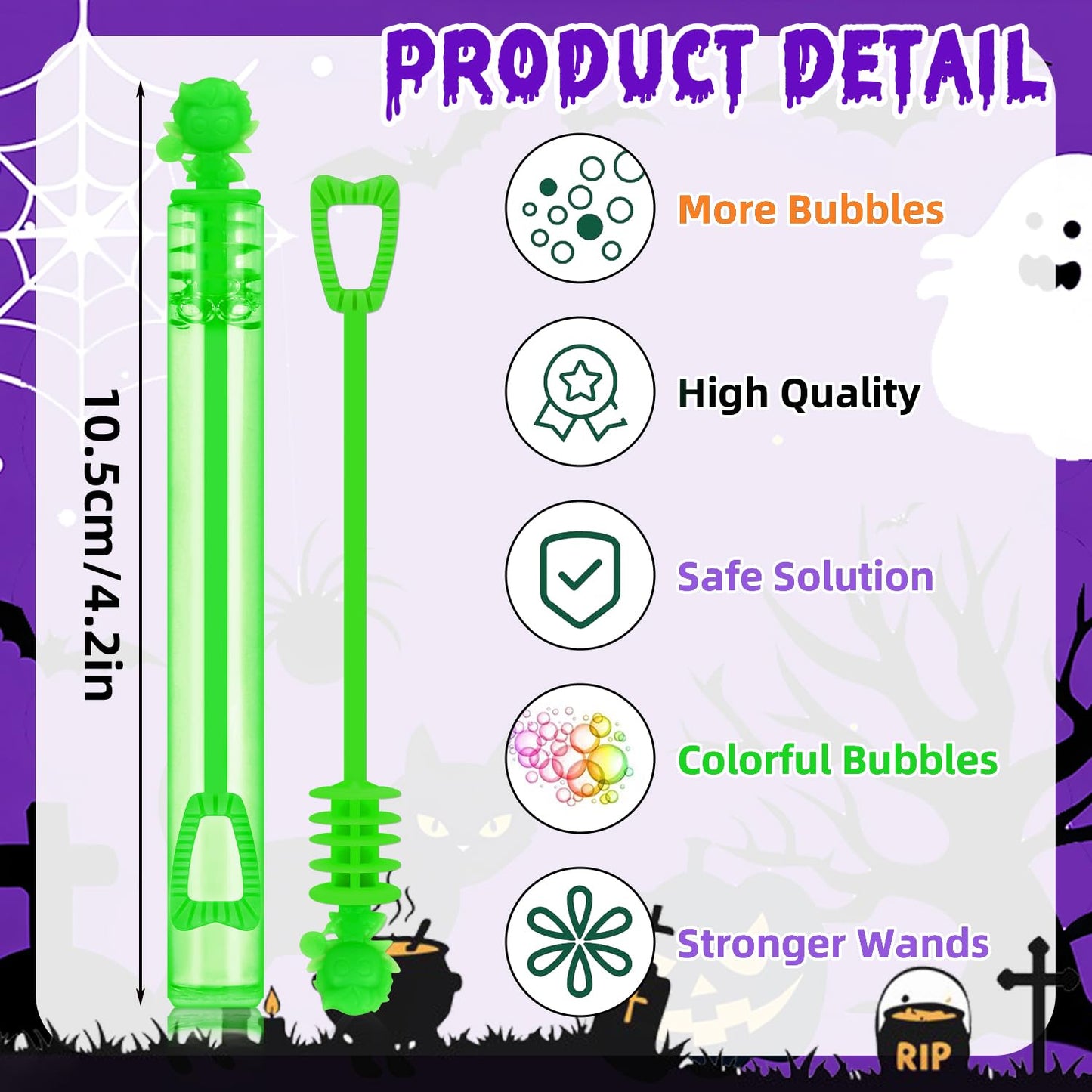 DERAYEE 36PCS Halloween Mini Bubble Wands for Kids, Mini Bubble Party Favors Toys Gifts Bulk for Boys Girls Trick or Treating Halloween Treats Non Candy Goodie Bag Fillers Classroom Awards (6 Styles)