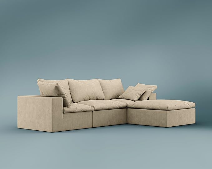 ROVE LAB R4 Sofa Sectional – Cloud-Soft SmartFoam® Comfort – Fully Modular, No-Tool Setup – 100% Foam Structure – Hypoallergenic, Spill-Resistant, Pet Friendly (Performance Corduroy, Lunar Dune)