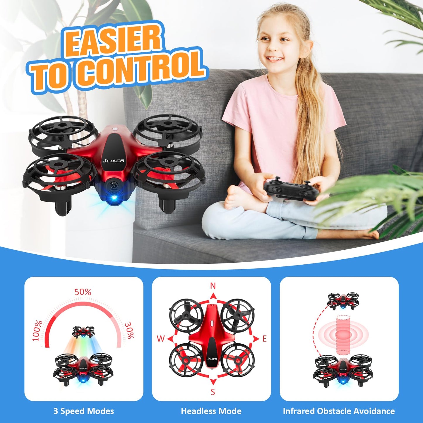 Drones for Kids,Drrntr Mini Drone - Kids Drone with 3D Flip, Auto Hovering,Rc Drone for Kids 8-12 with Headless Mode, 2 Batteries - Indoor Quadcopter,Flying Toys Gifts for Boys and Girls