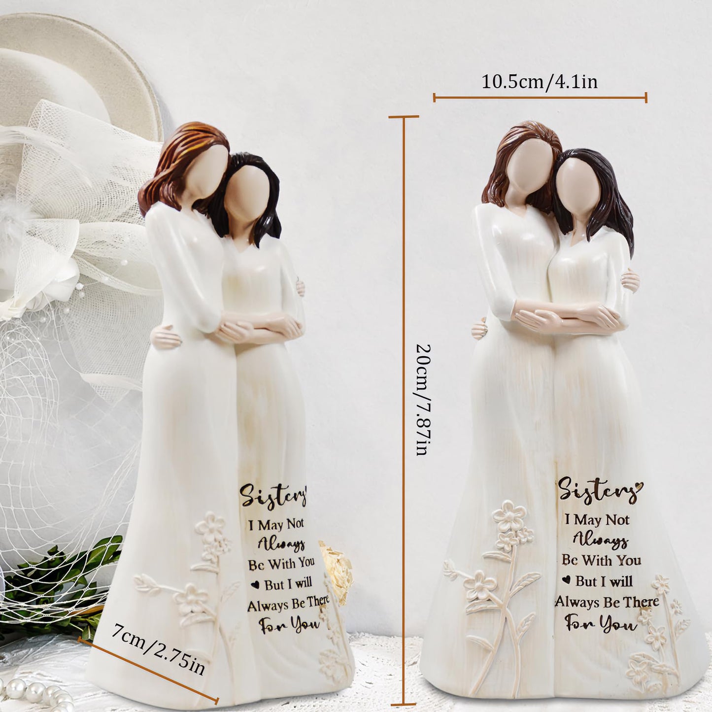 GemsLives Sister Birthday Gifts for Women, Sister Figurines from Sister, Sister-in-Law, Bestie, Friendship Gifts for Christmas, Mother's Day, Sisters Day