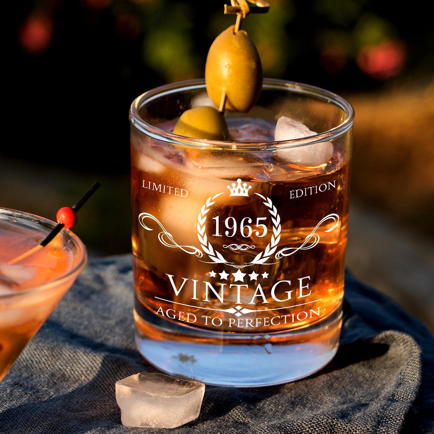 60th Birthday Gifts for Men Whiskey Glass Set - 60th Birthday Decorations, Party Supplies - 60 Year Anniversary, Bday Gifts Ideas for Him, Dad, Husband, Friends - Wood Box & Whiskey Stones & Coaster