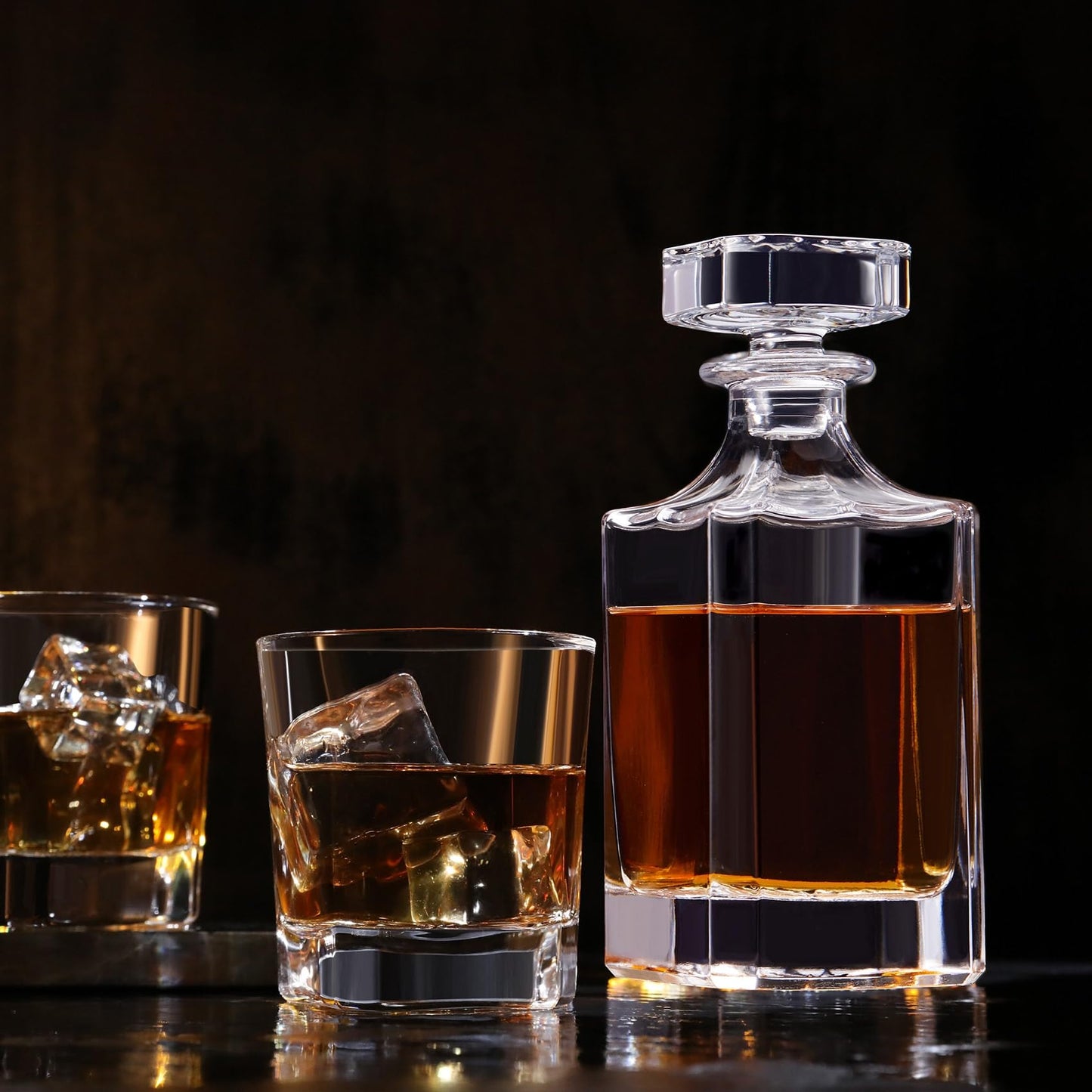 Royalrose Premium ClassicSquare Whiskey Decanter Set, A Timeless Gift for Men, Whiskey Glassware, Anniversary Birthday Gifts for Him Husband Boyfriend (Whiskey Decanter)
