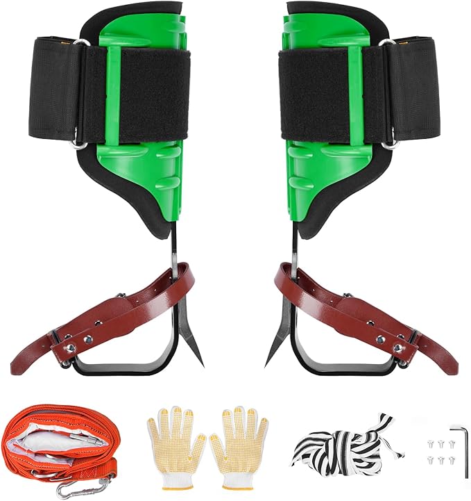 Tcatec Tree Climbing Spikes, Adjustable Height Tree Climbing Gear Kit with Soft Padding and Safe Belt, Tree Climbing Spike...