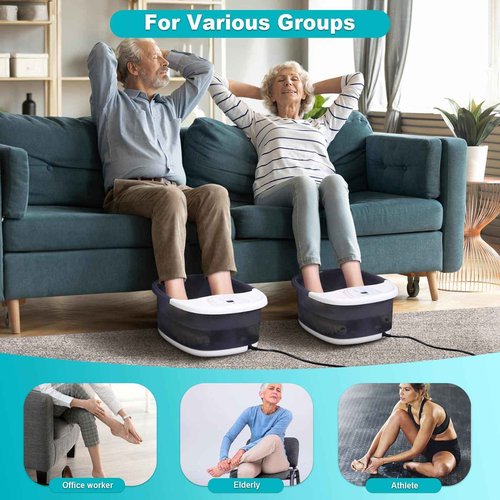 ECARBME Foot Spa Bath Massager with Heat, Foot Bath with 22 Massage Rollers, Temperature Control, Jets, Bubbles, Epsom Salt and Vibration, Foot Soaking Tub for Relaxation - Grey