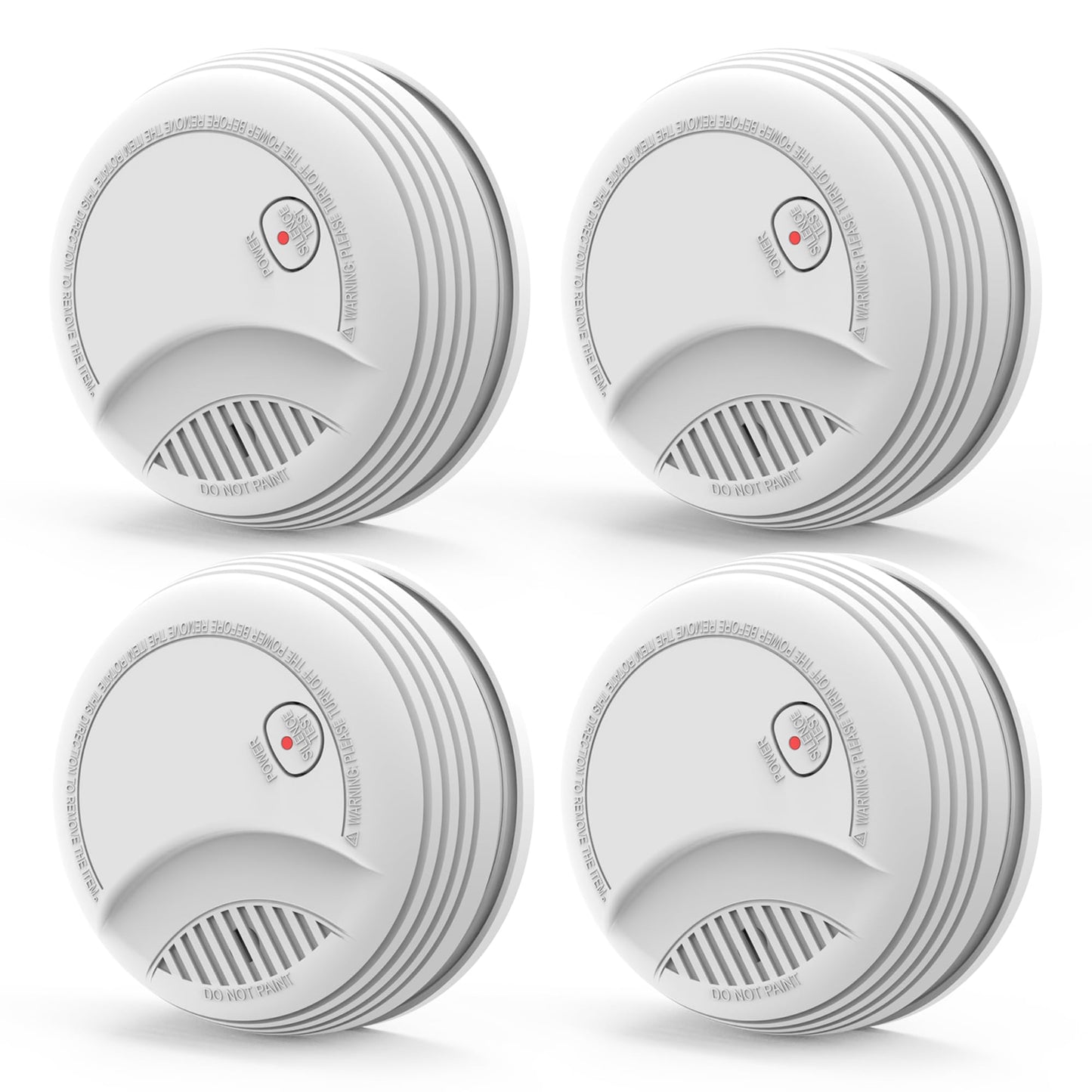 Fire Alarms Smoke Detectors, Photoelectric Sensor Smoke Alarm Battery Operated, Fire Alarm with Test Button & Low Battery Signal, LED Warning Light 85 dB Alarm Sound for Bedroom and Home, 4 Pack
