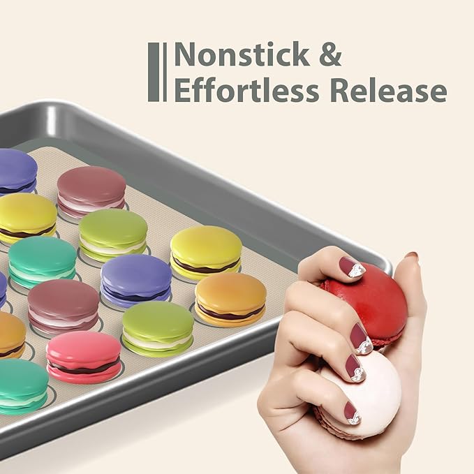 Macaron Silicone Baking Mats, 3 PCS Non Stick Macaroon Mat Silicone for Macarons, Cookie, Pastry, Gray