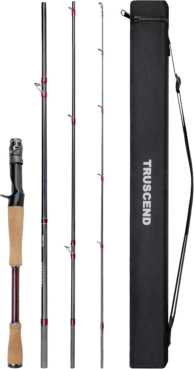 TRUSCEND CrazBass Travel Fishing Rod, FUJI K Guide and Reel Seat, TORAY 30/40T Carbon Fiber, Innovative Put-in Connection ...