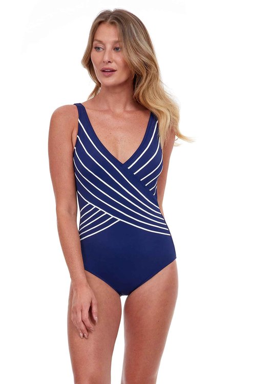 Gottex Women’s Embrace Black V-Neck Surplice One Piece Swimsuit - Soft Cups, Tummy Control and Back Lining Swim Essential