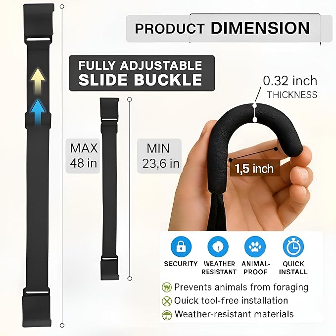 Premium 2X Trash Can Locks for Animals Universelle Garbage Straps Lid Wheelie Bin Locks Enclosure Cans Clips Out Raccoon Hide Outside Strap Resistant Security Critter Trashcan Deterrent