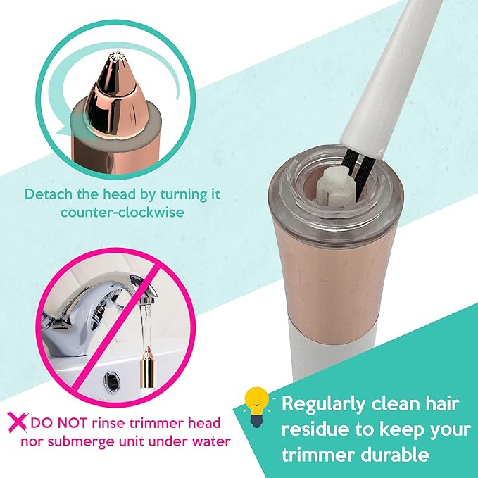 2 in 1 Eyebrow and Facial Hair Remover for Women Painless Flawless Electric Razor Epilator Trimmer Shaver with 18K Gold-Plated, USB Rechargeable, 360° LED for Eyebrow and Face Hair Removal