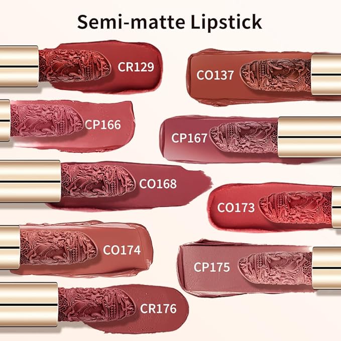 Catkin Semi-Matte Lipstick Hydrating High Impact Color Infused with Vitamin E and Avocado Oil Smooth Soft Texture Long Lasting Matte Finish 166
