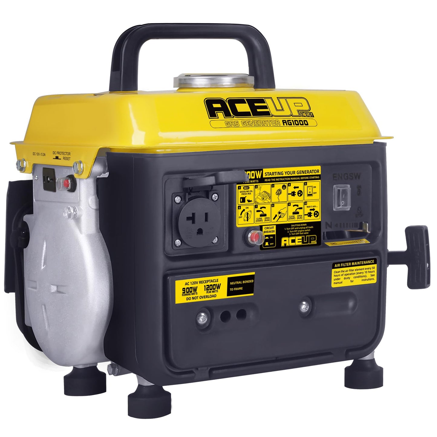 Aceup Energy 1,200W Gas-Powered Generator, Small Portable Generator Camping Ultralight, Epa & Carb Compliant