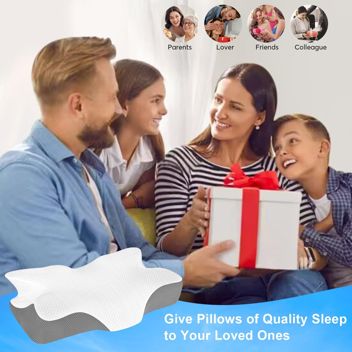 Anvo Cervical Pillow for Neck Pain Relief, Neck Pillows for Pain Relief Sleeping, Memory Foam for Back and Shoulder Pain, Ergonomic Design for Side Back Stomach Sleeper, Cream Soft Queen