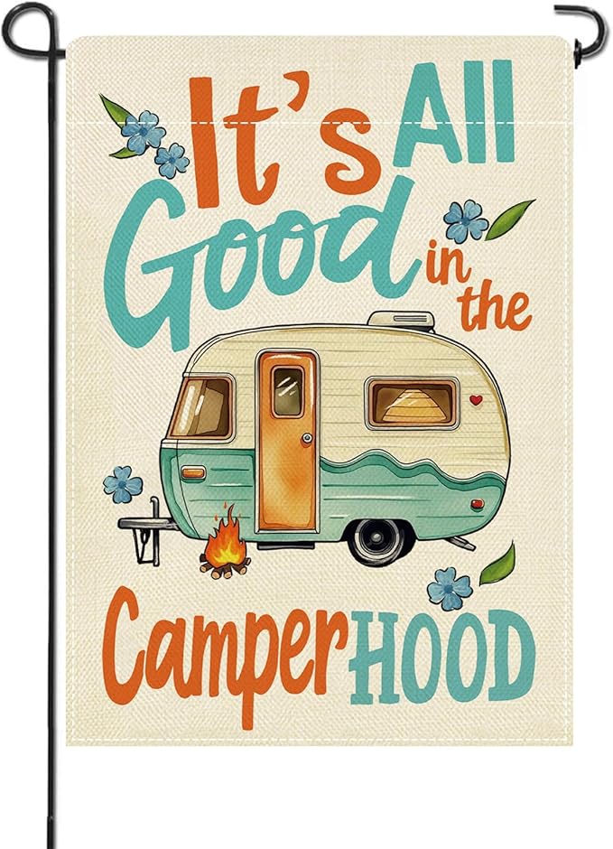 Artofy It's All Good in The Camper Hood Small Decorative Garden Flag, Camping RV Campfire Floral Yard Lawn Outside Decor, ...