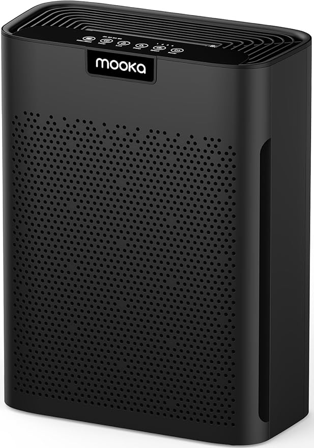 Air Purifiers for Home Large Room 2200 Ft² with Washable Filters, MOOKA H13 HEPA Air Purifier for Home Pets Bedroom with Fragrance, Air Cleaner for Smoke Dust Pollen Pets Hair Odor, KJ190L Black
