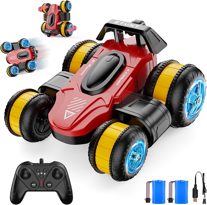 High Speed Drift Remote Control Stunt Deformation Car, Birthday Gifts, for Boys and Girls 4-16 Years Old (Red and Yellow)